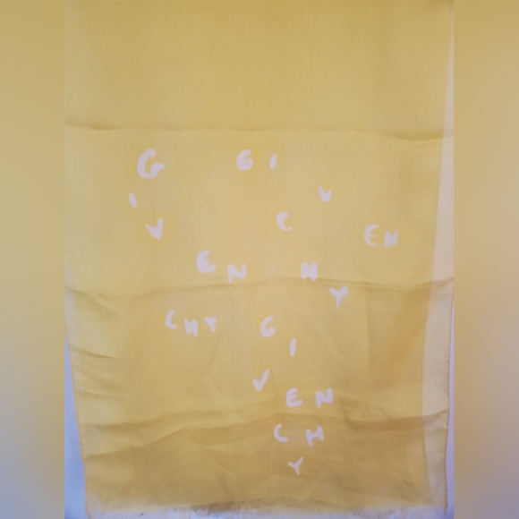 GIVENCHY Letters Silk Yellow Long Scarf - Picture 2 of 7